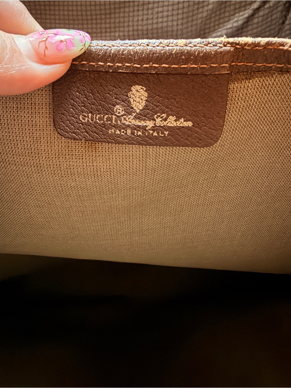 Gucci Beige Brown GG Canvas Tote with Green-Red Stripe Handles - Picture 11 of 13